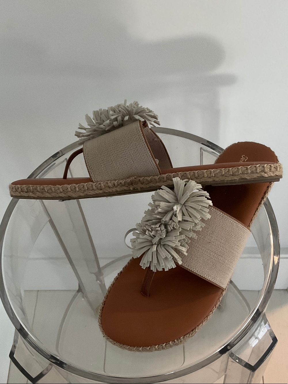 Tommy Bahama Neutral Pom-Pom Slide Sandals in Beige and Tan - Picture 4 of 7